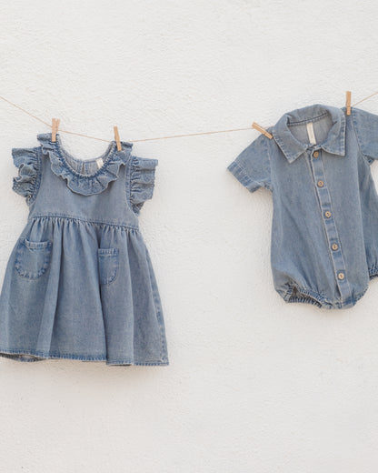 Quincy Mae Matteo Romper - Chambray
