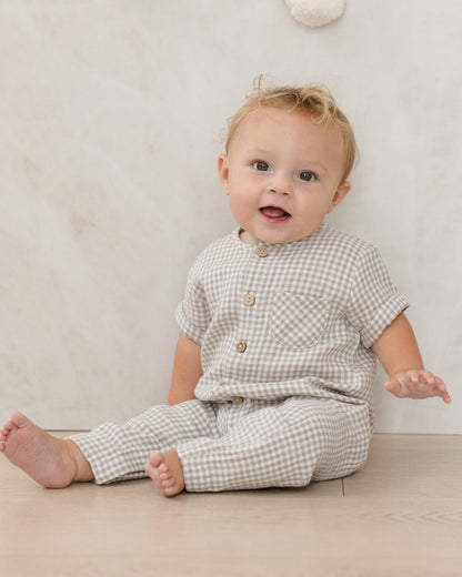 Quincy Mae Charlie Jumpsuit - Sage Gingham