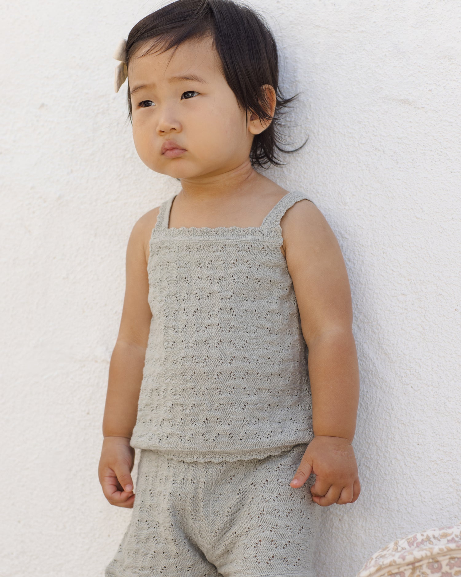 Quincy Mae Pointelle Knit Tank+Short Set - Sage