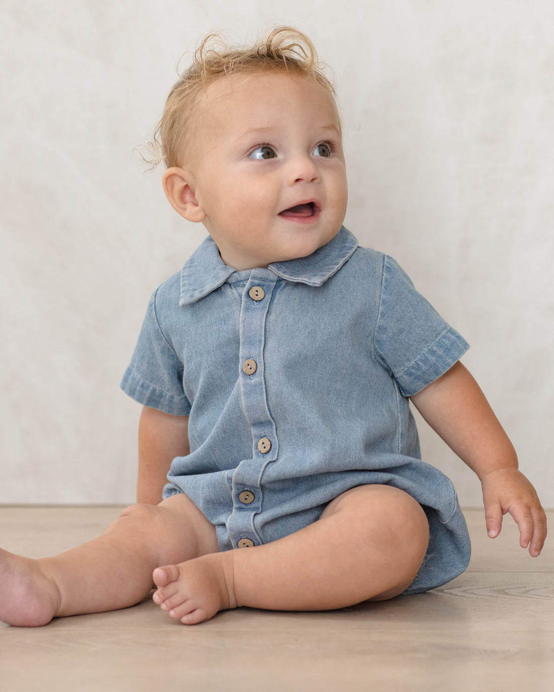 Quincy Mae Matteo Romper - Chambray