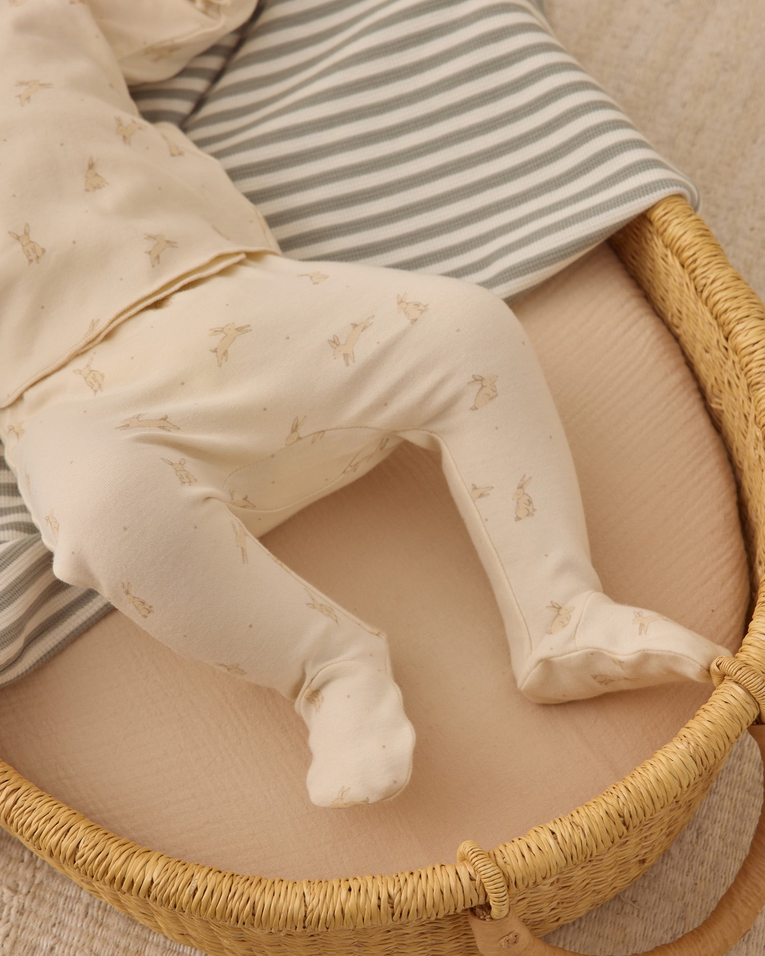 Quincy Mae Wrap Top + Footed Pant Set - Bunnies