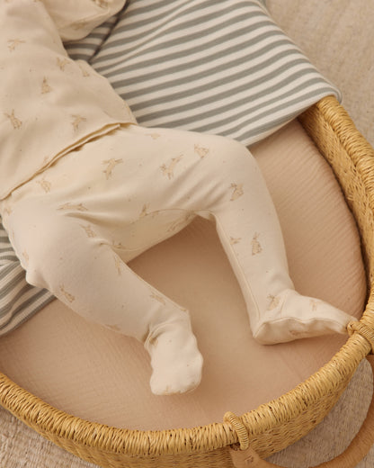 Quincy Mae Wrap Top + Footed Pant Set - Bunnies