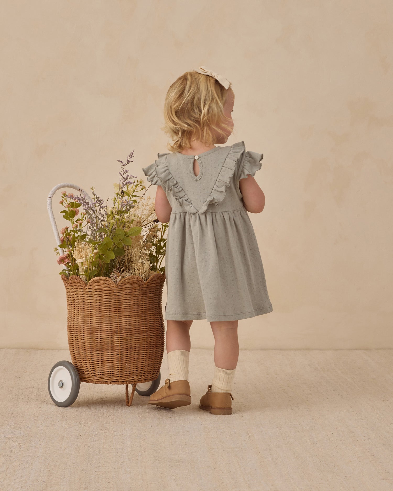 Quincy Mae Sleeveless Ruffle V Dress - Sage