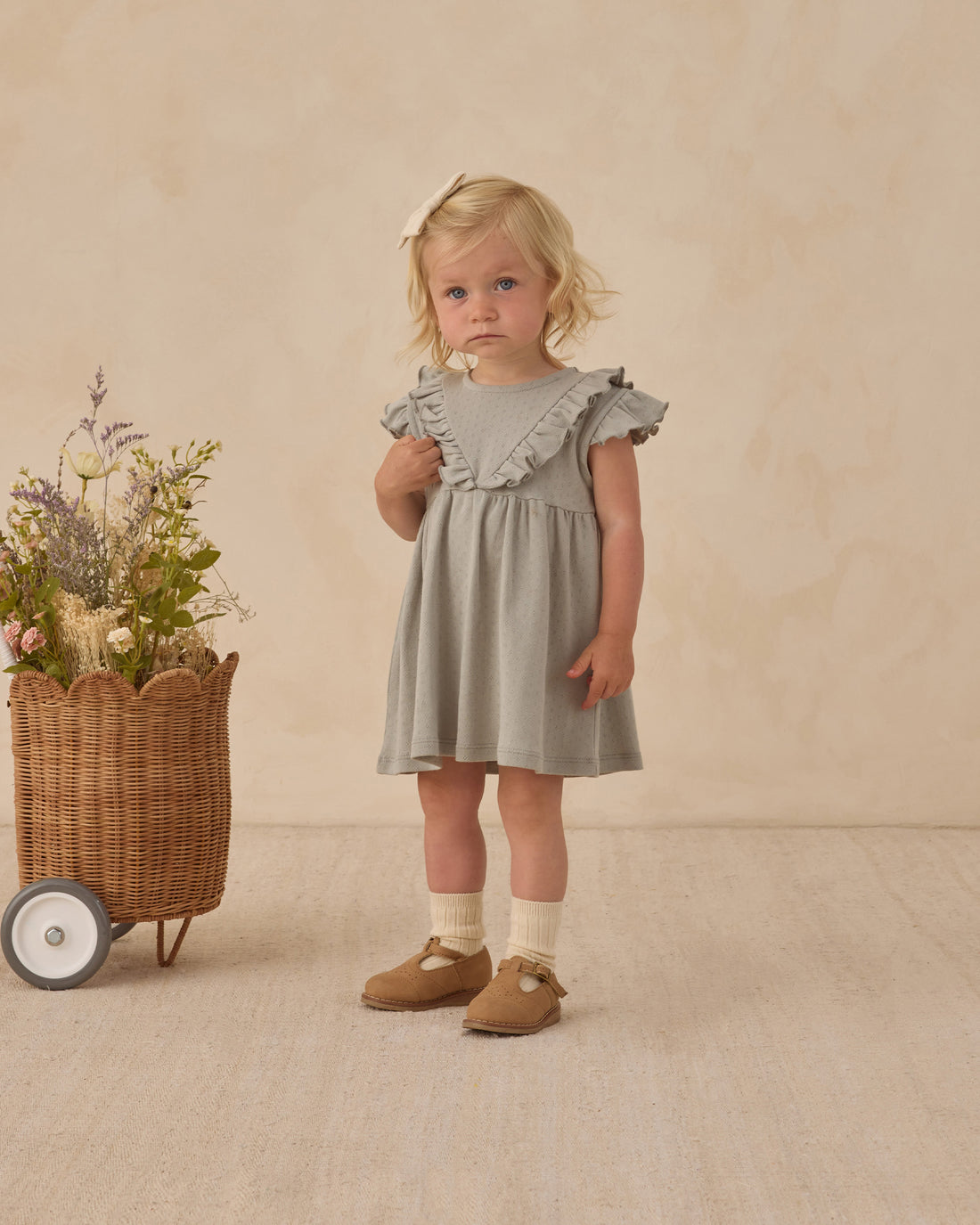 Quincy Mae Sleeveless Ruffle V Dress - Sage