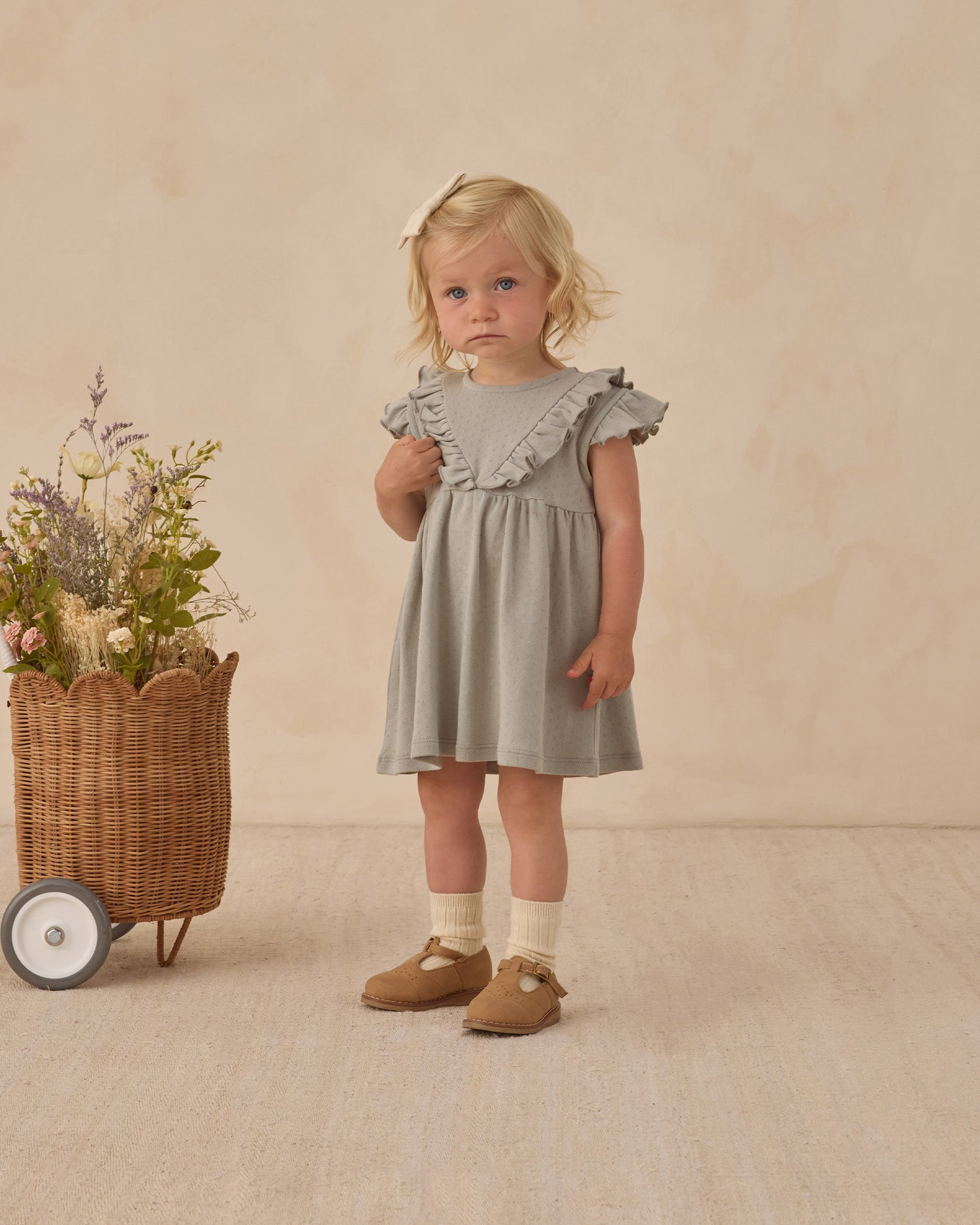 Quincy Mae Sleeveless Ruffle V Dress - Sage