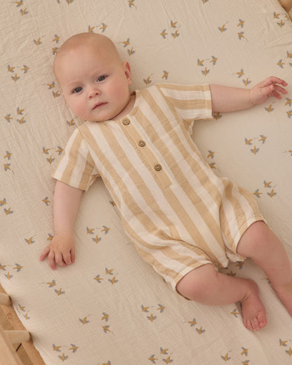 Quincy Mae Short Sleeve Woven Romper - Summer Stripe