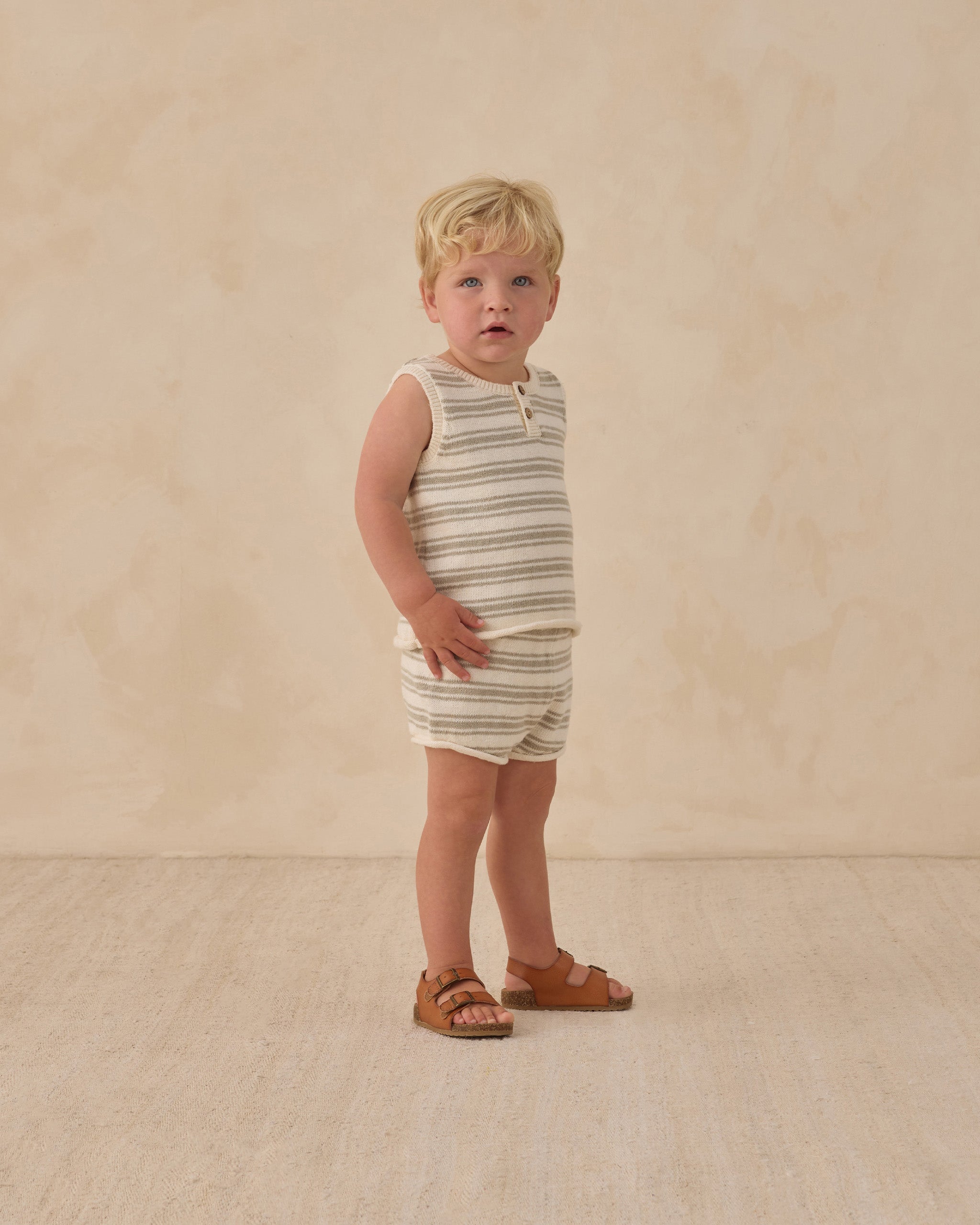 Quincy Mae Taylor Knit Set - Sage Stripe