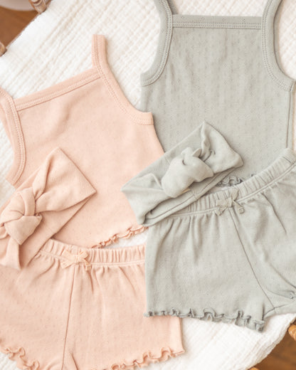 Quincy Mae Pointelle Tank + Shortie Set - Sage