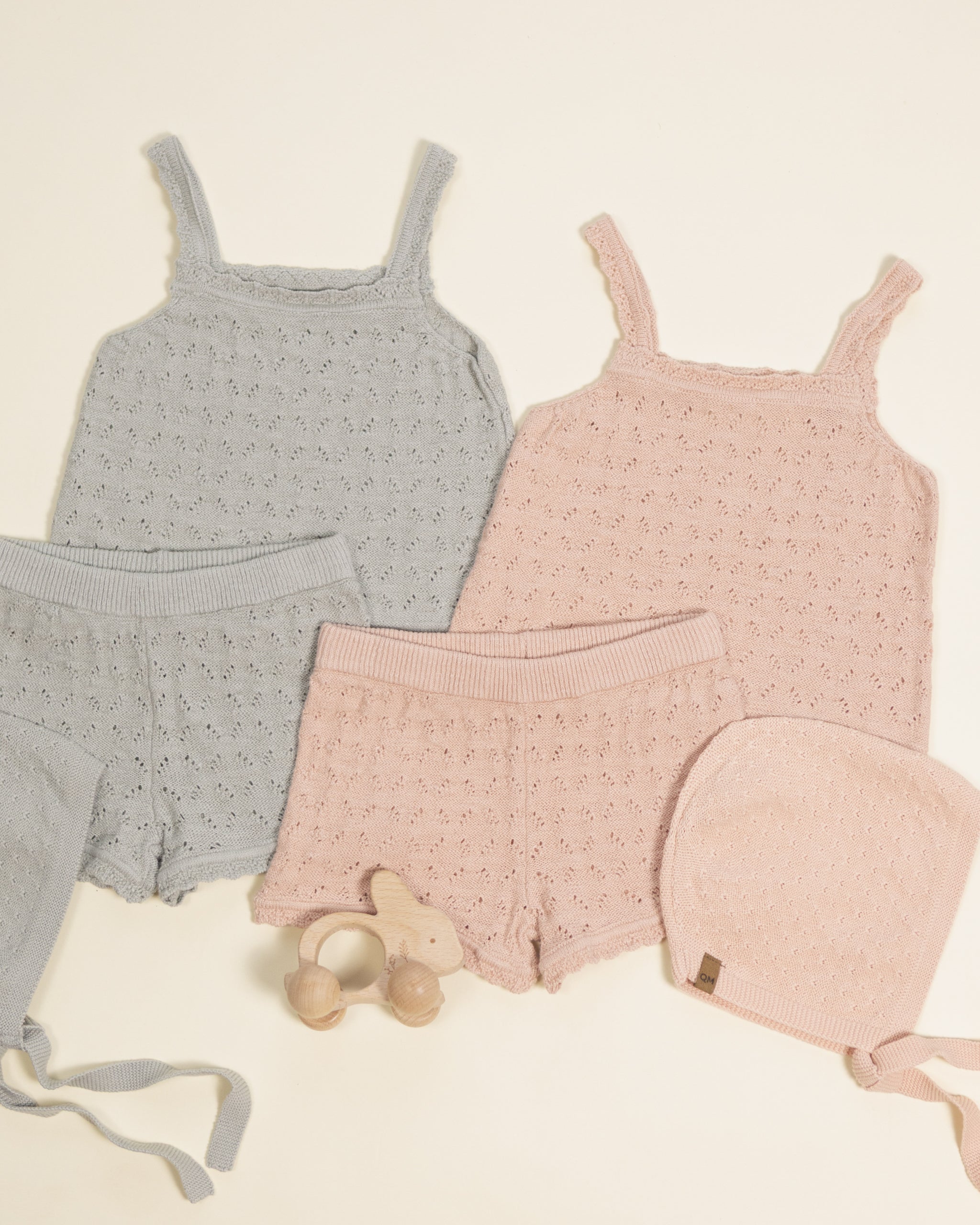 Quincy Mae Pointelle Knit Tank+Short Set - Sage