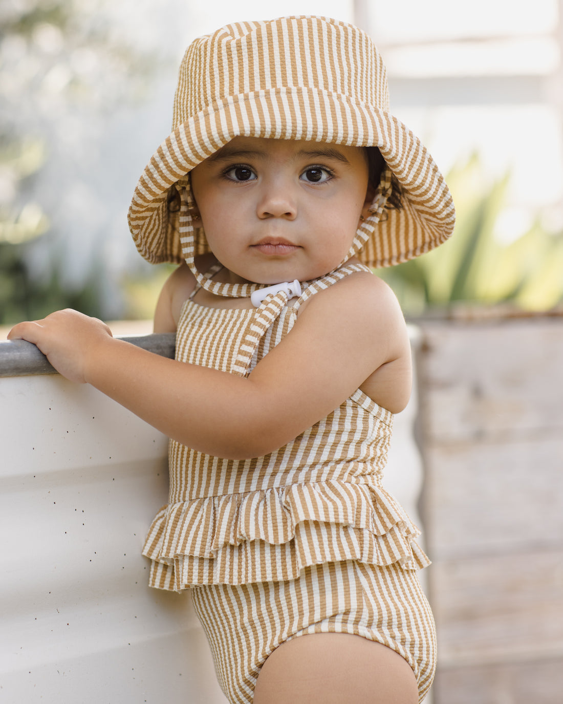 Quincy Mae Bucket Hat - Honey Stripe Small
