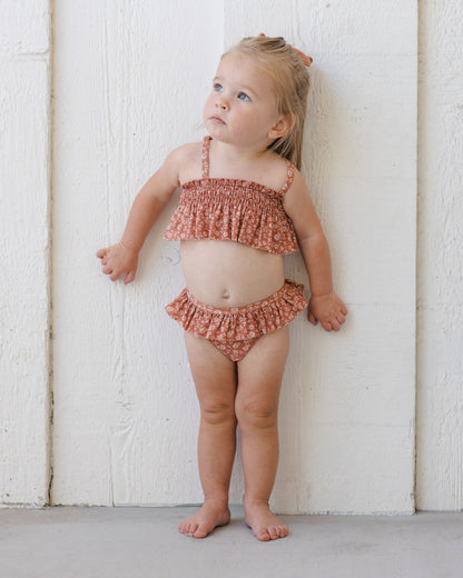 Quincy Mae Smocked Ruffle Bikini - Poppy Floral
