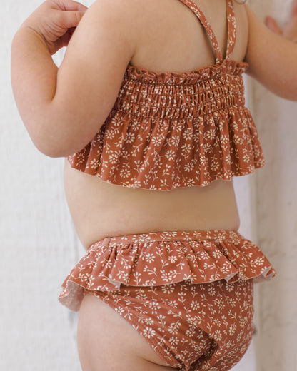 Quincy Mae Smocked Ruffle Bikini - Poppy Floral