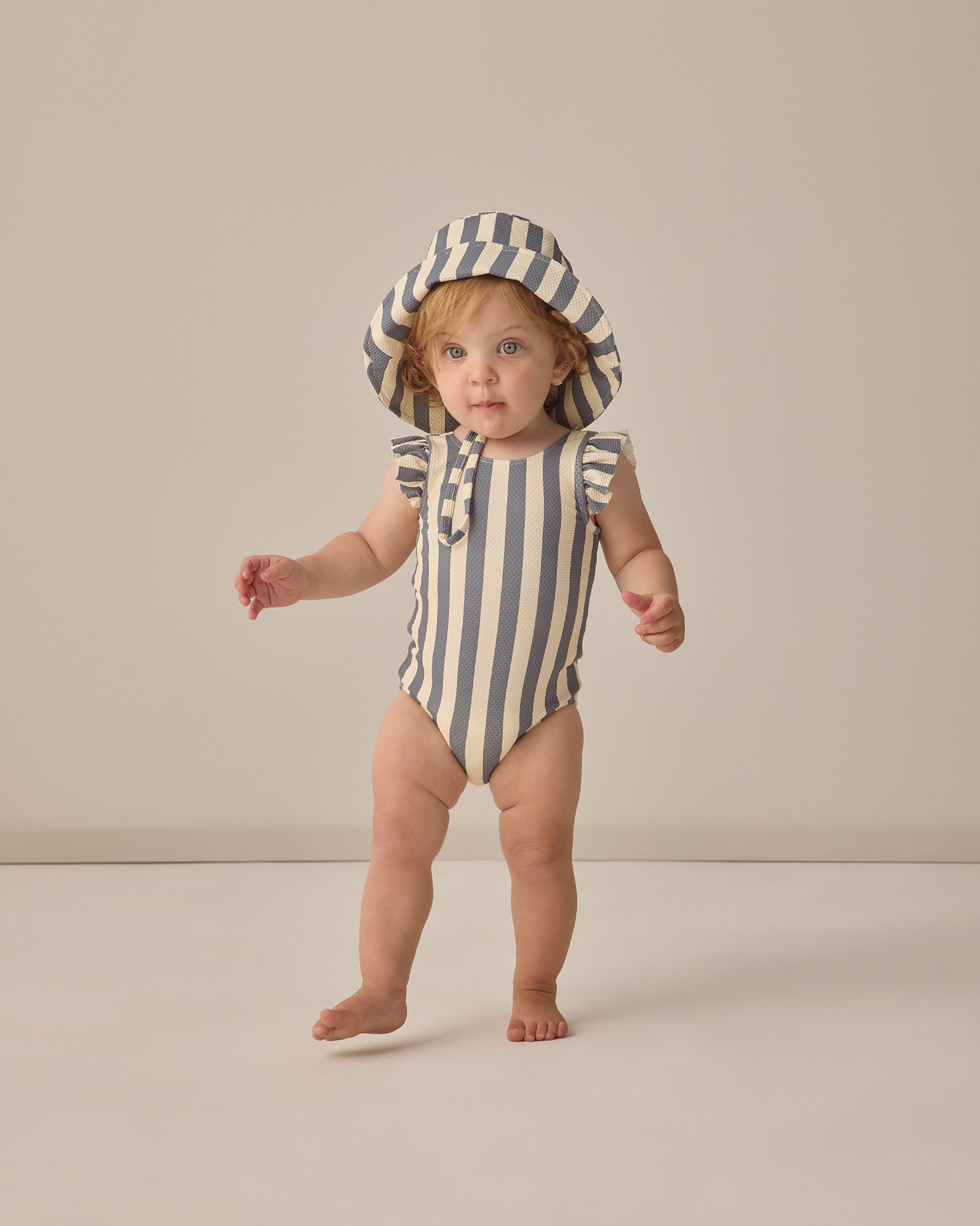 Quincy Mae Scoop Back One Piece Swimsuit - Retro Ocean Stripe
