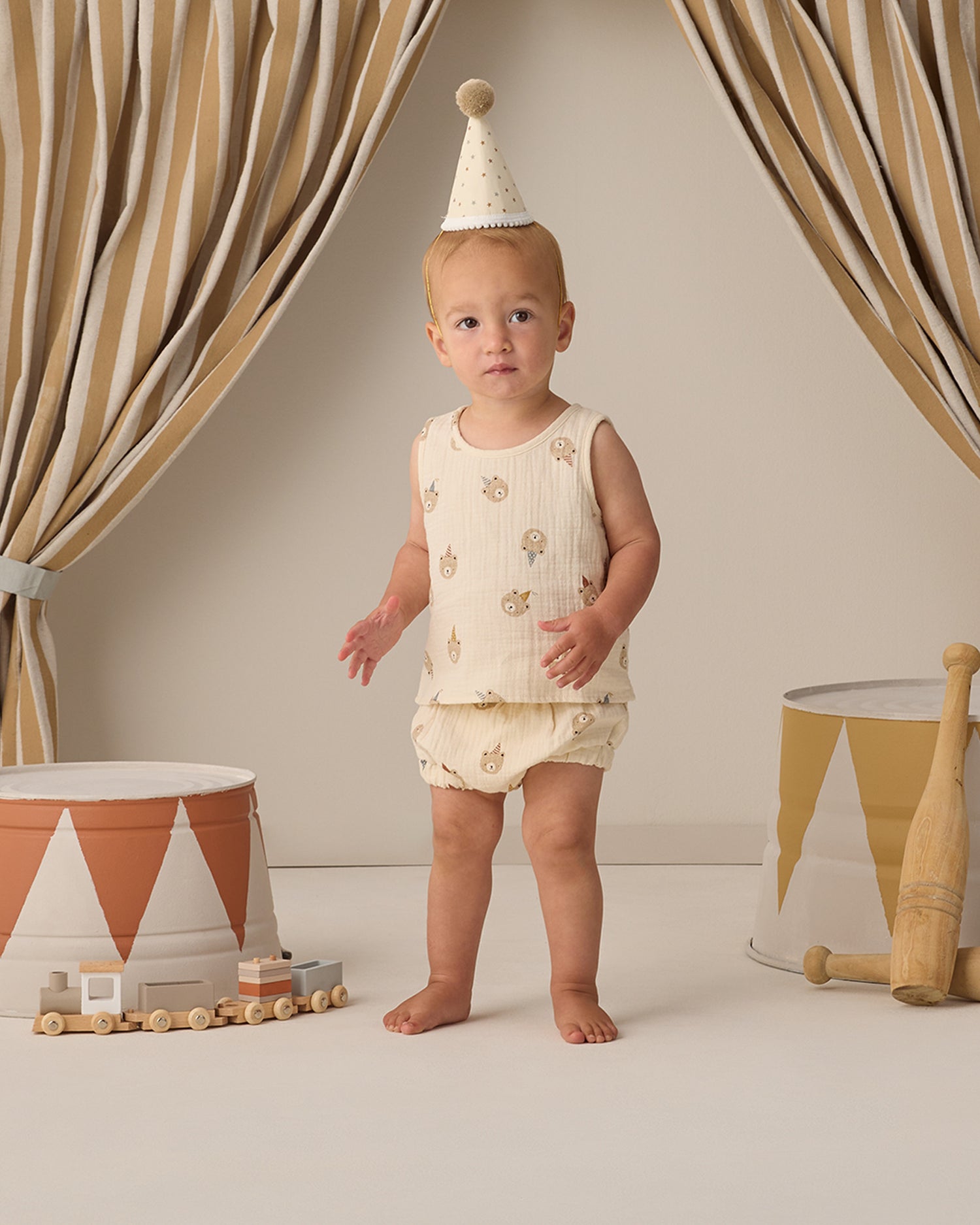 Quincy Mae Woven Tank Set - Party Bears