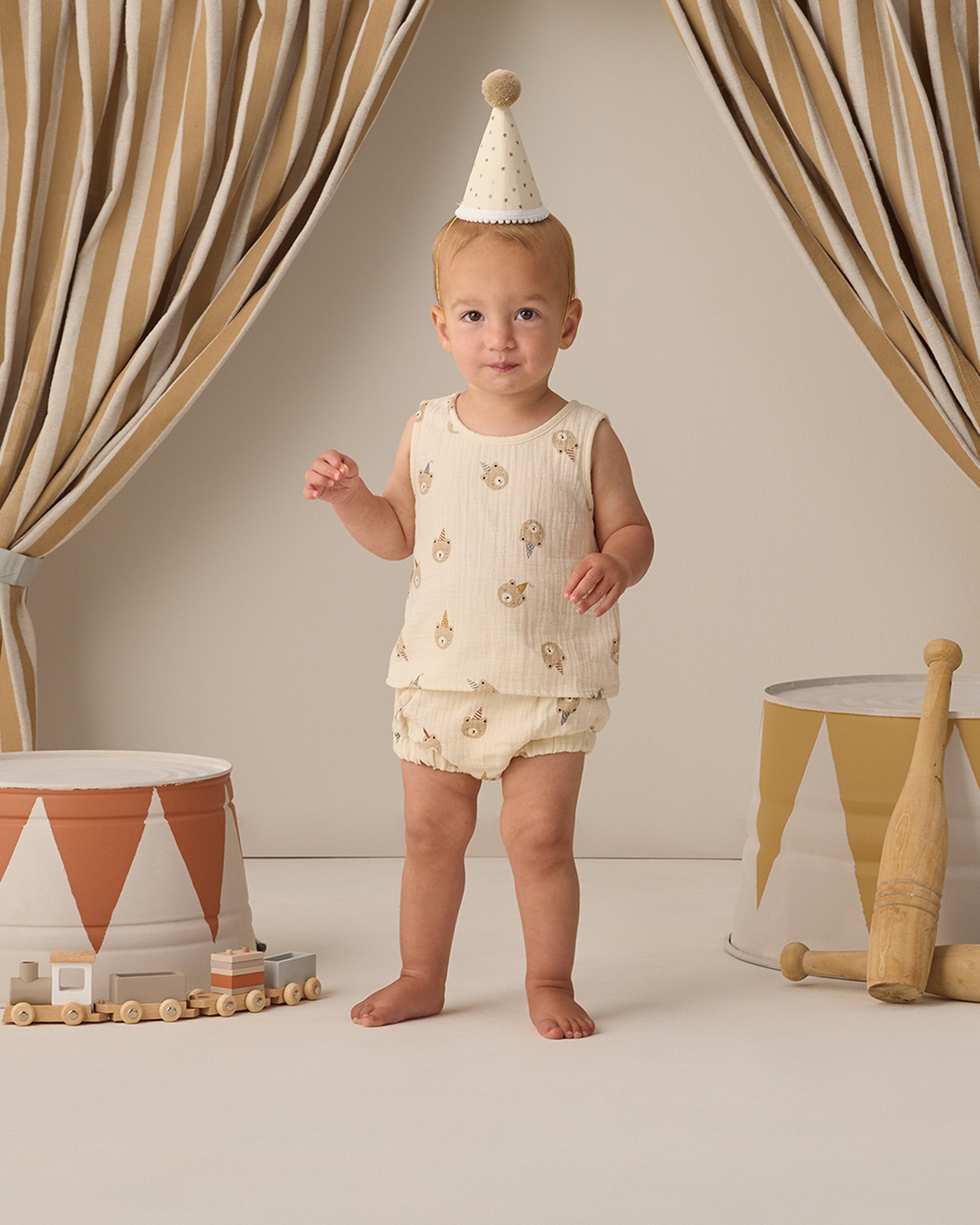 Quincy Mae Woven Tank Set - Party Bears