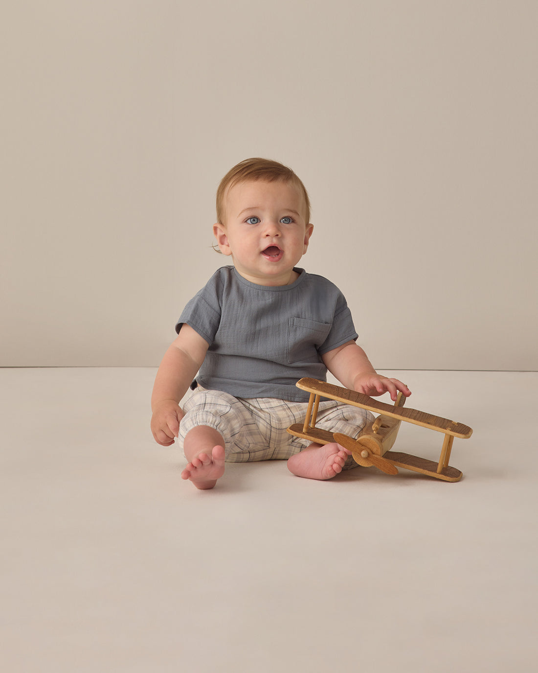 Quincy Mae Woven Pant - Blue Plaid