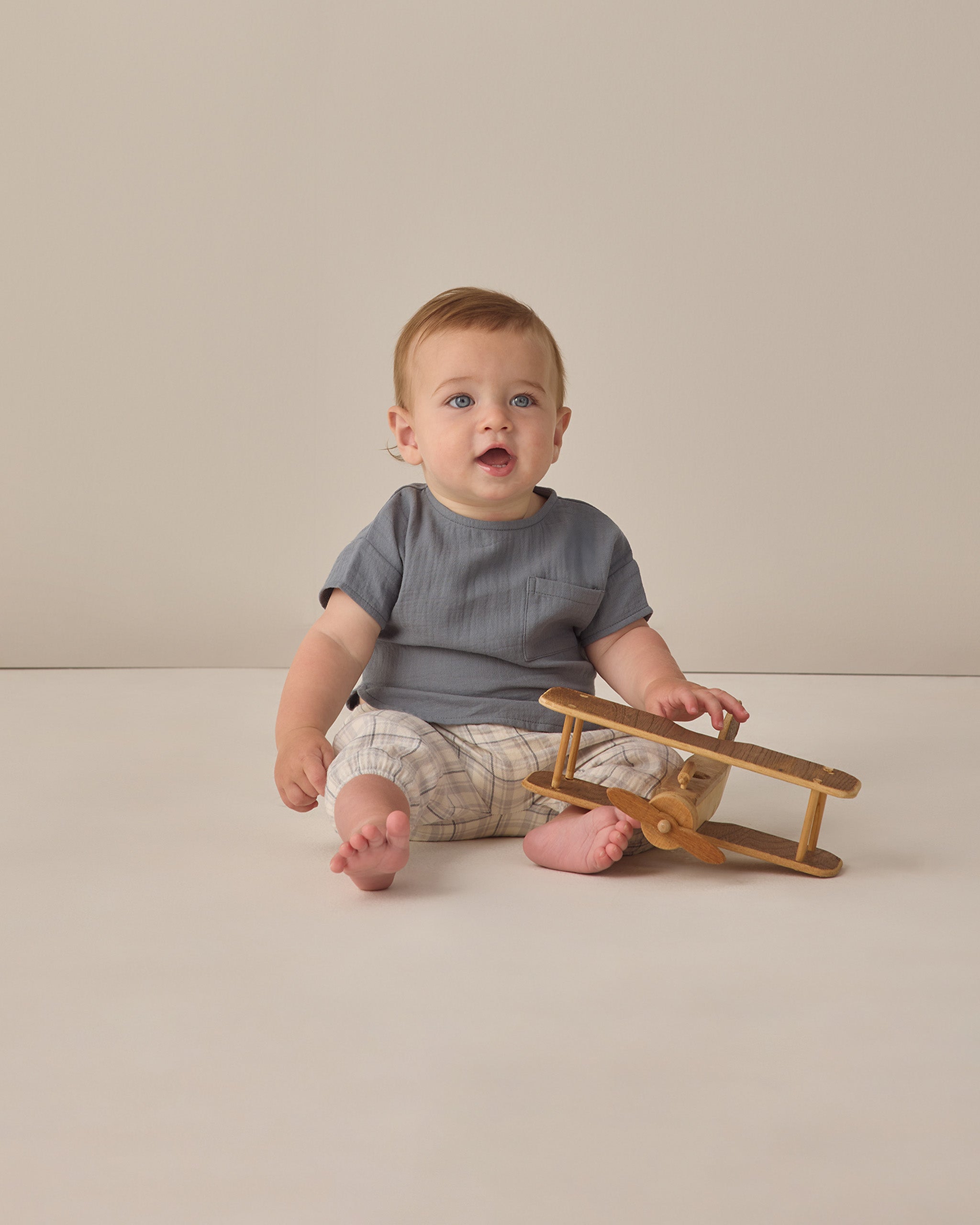 Quincy Mae Woven Pant - Blue Plaid