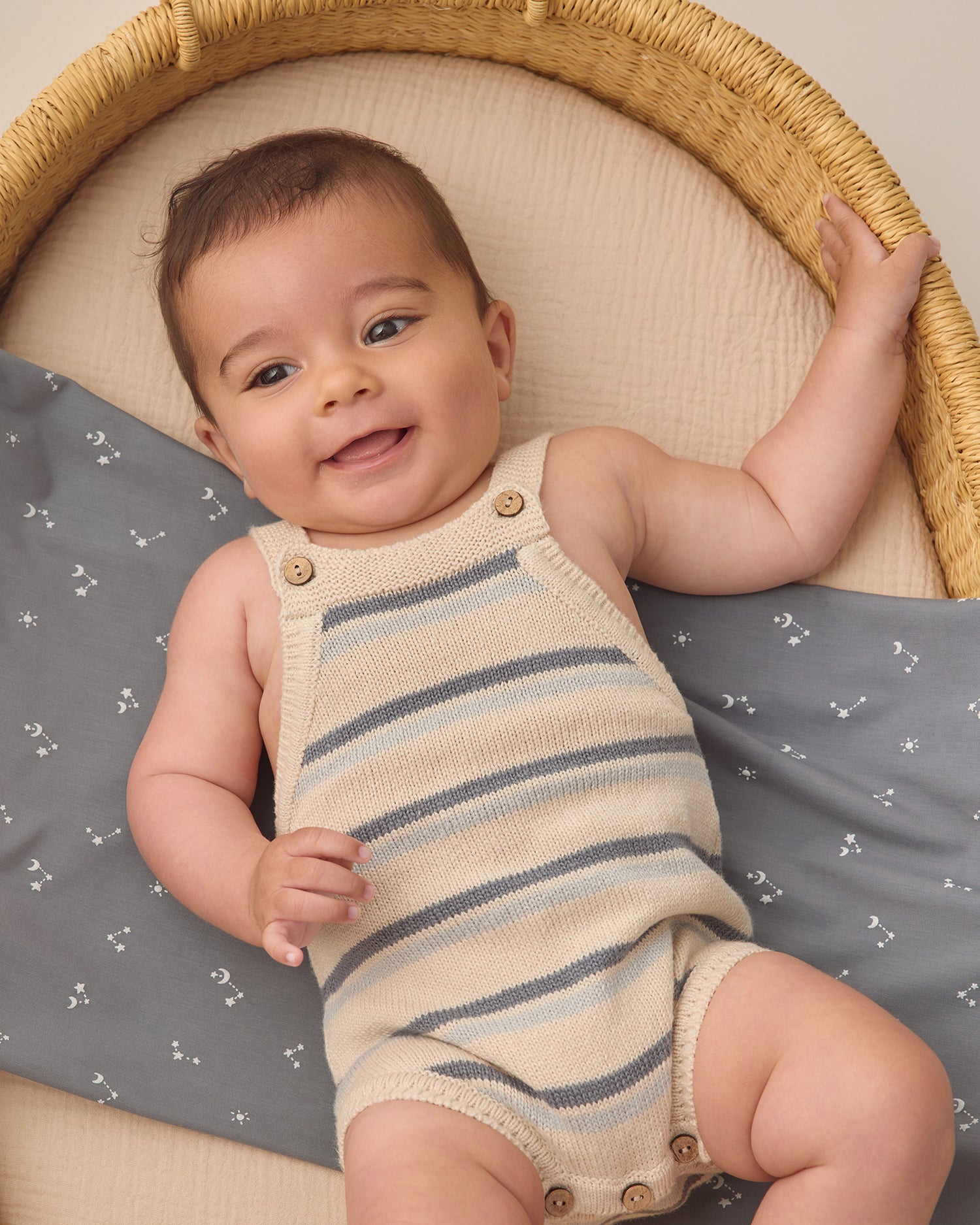 Quincy Mae Tatum Romper - Ocean Stripe