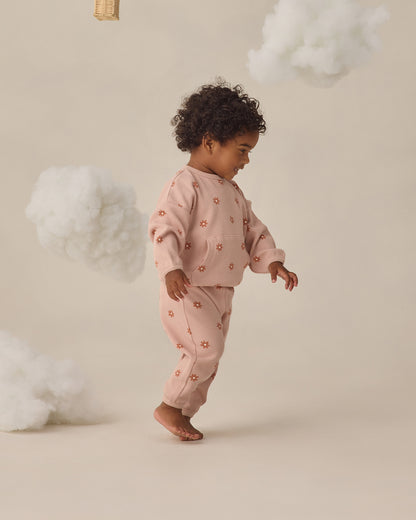Quincy Mae Waffle Sweater Set - Pink Daisy