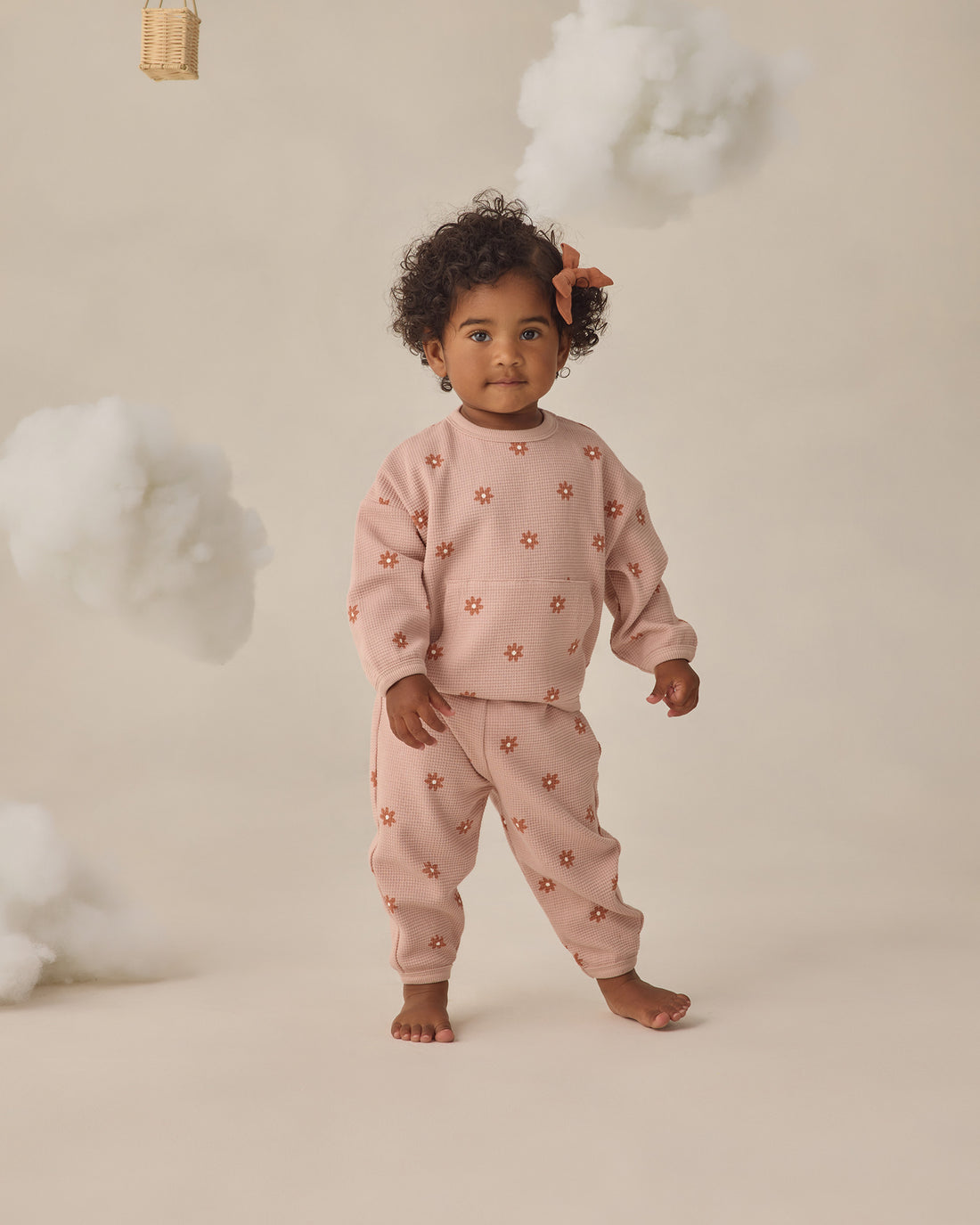 Quincy Mae Waffle Sweater Set - Pink Daisy