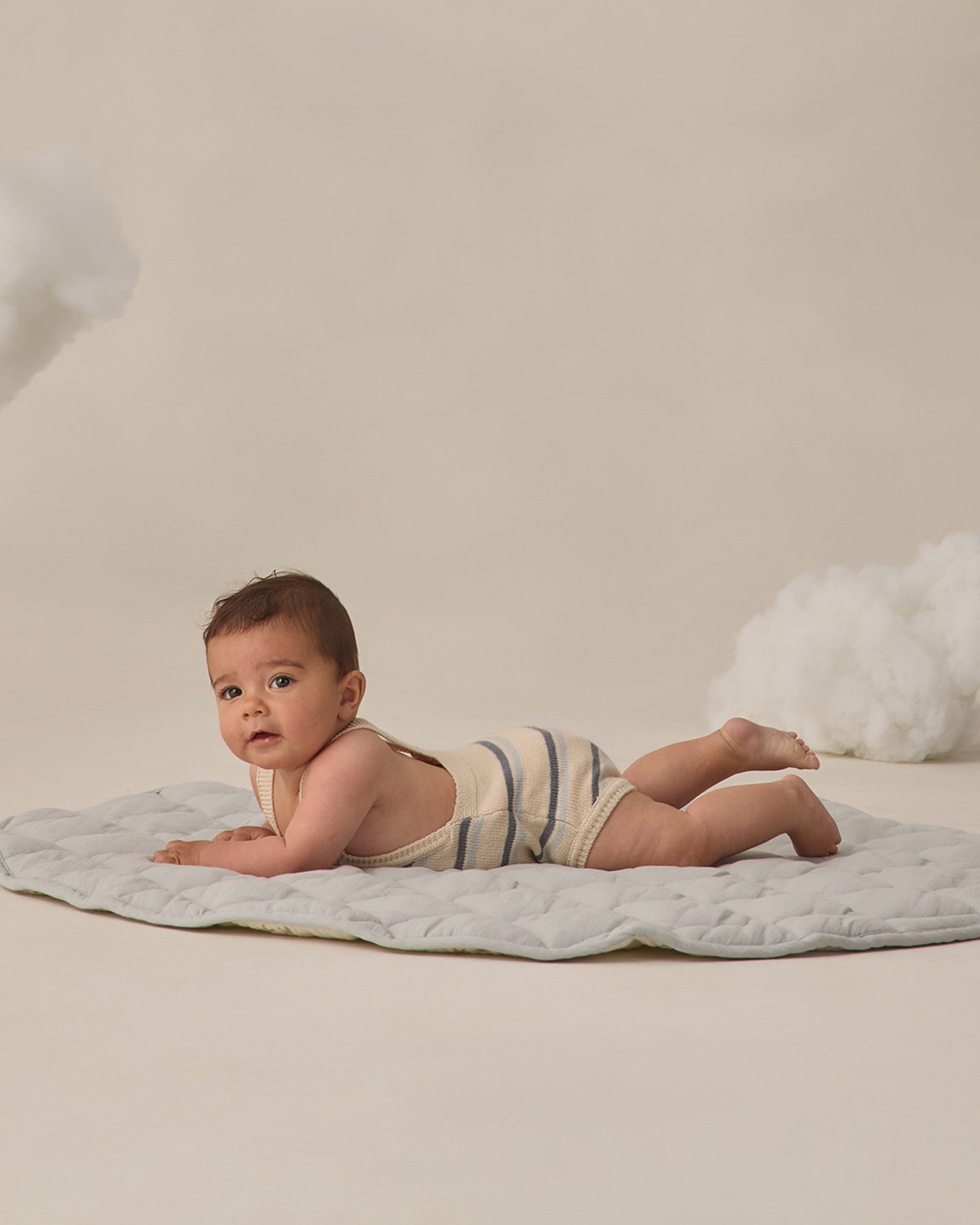 Quincy Mae Tatum Romper - Ocean Stripe