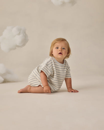 Quincy Mae Waffle Tee + Short Set - Sky Stripe
