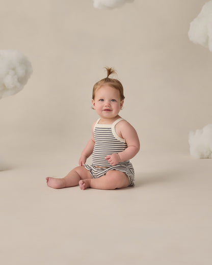 Quincy Mae Evie Tank + Shortie Set - Ocean Stripe