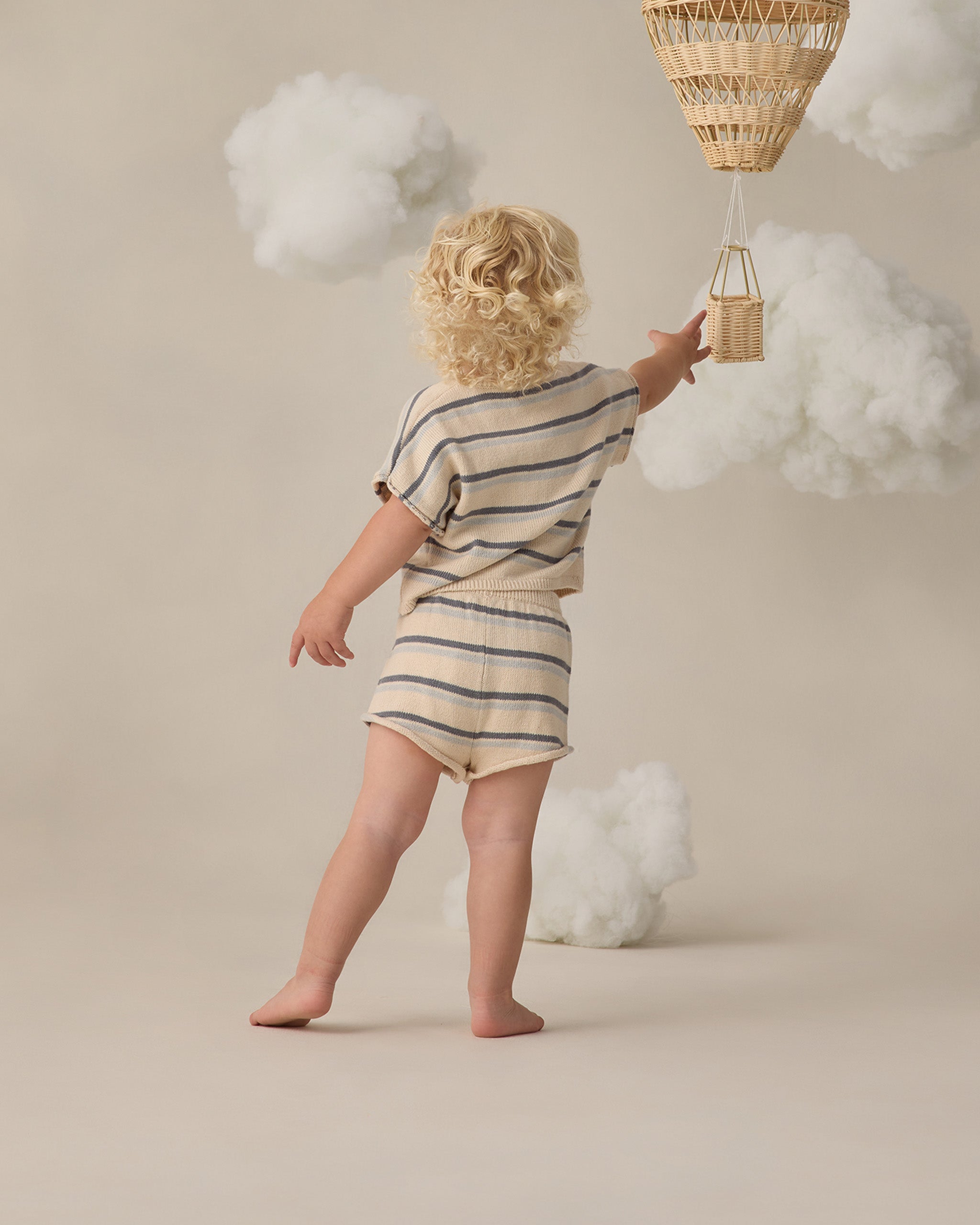 Quincy Mae Relaxed Summer Knit Set - Ocean Stripe