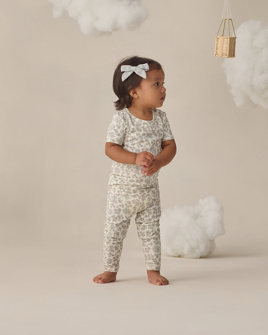 Quincy Mae Bamboo Short Sleeve Pajama Set - Blue Floral
