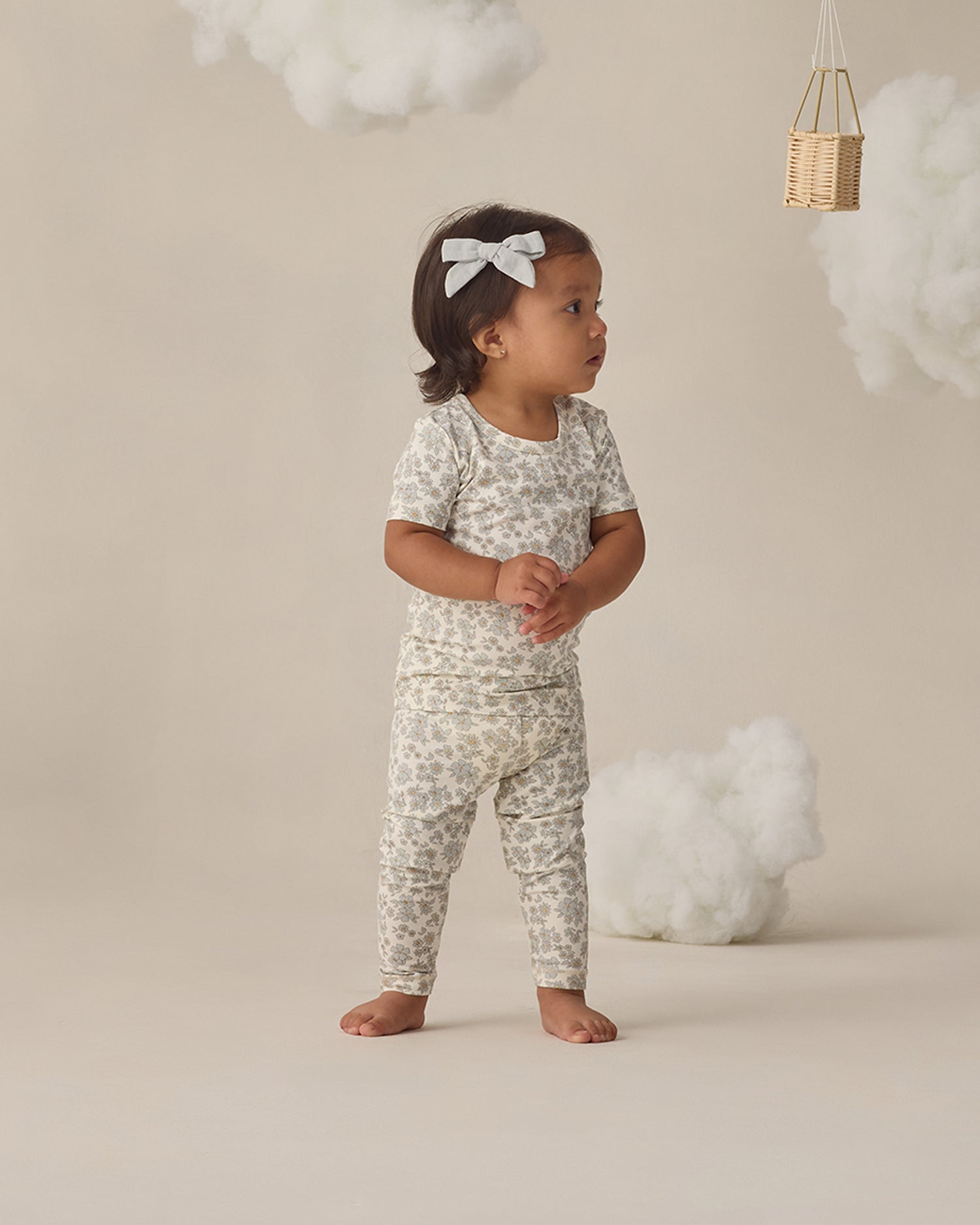 Quincy Mae Bamboo Short Sleeve Pajama Set - Blue Floral