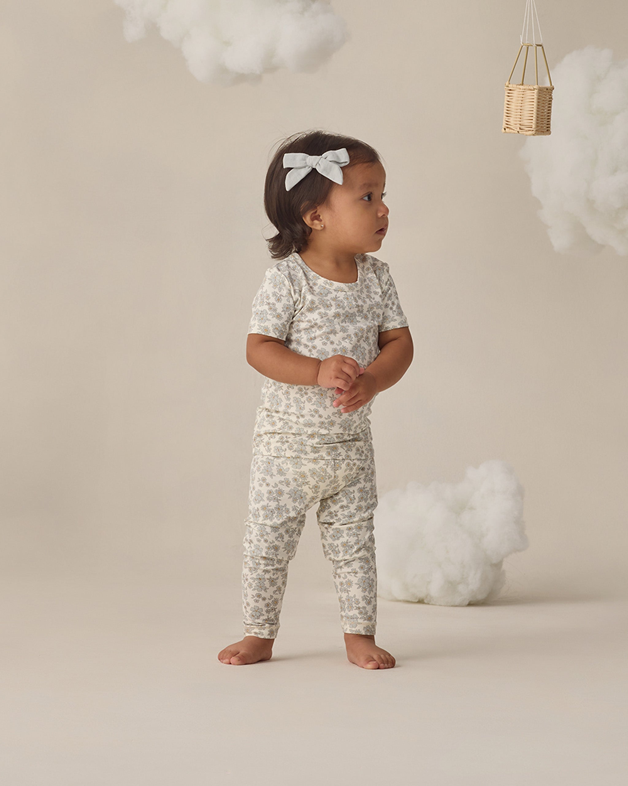 Quincy Mae Bamboo Short Sleeve Pajama Set - Blue Floral