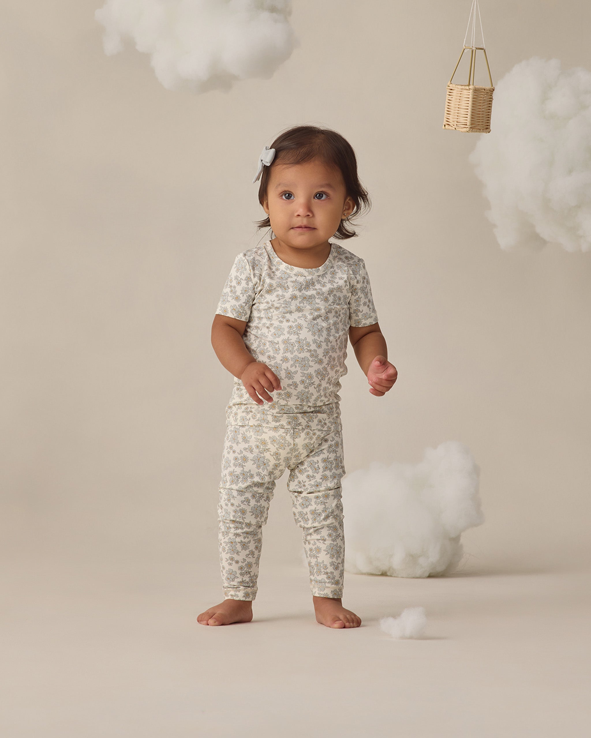 Quincy Mae Bamboo Short Sleeve Pajama Set - Blue Floral