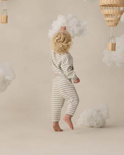 Quincy Mae Waffle Sweater Set - Sky Stripe