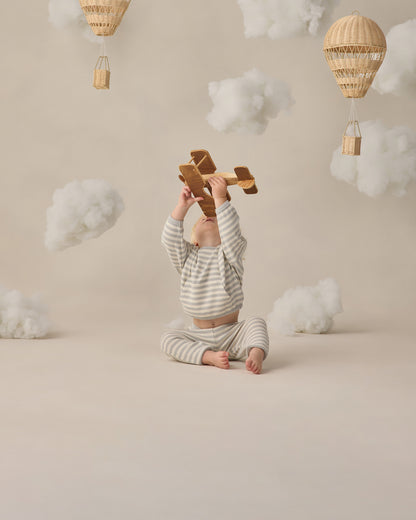 Quincy Mae Waffle Sweater Set - Sky Stripe