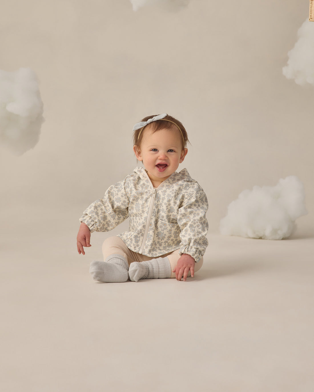 Quincy Mae Rain Coat - Blue Floral