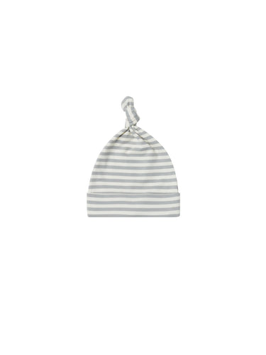 Quincy Mae Knotted Baby Hat - Dusty Blue Stripe