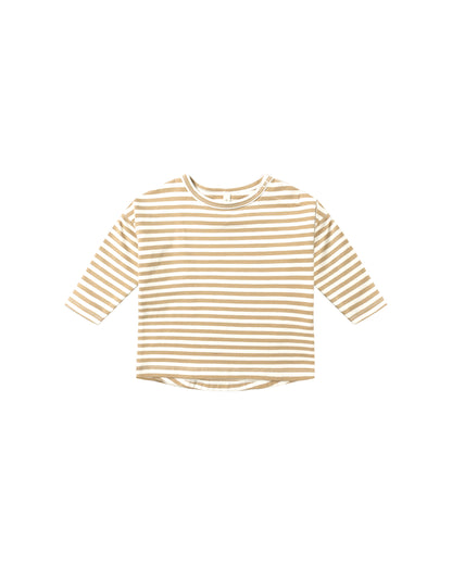 Quincy Mae Long Sleeve Tee - Gold Stripe