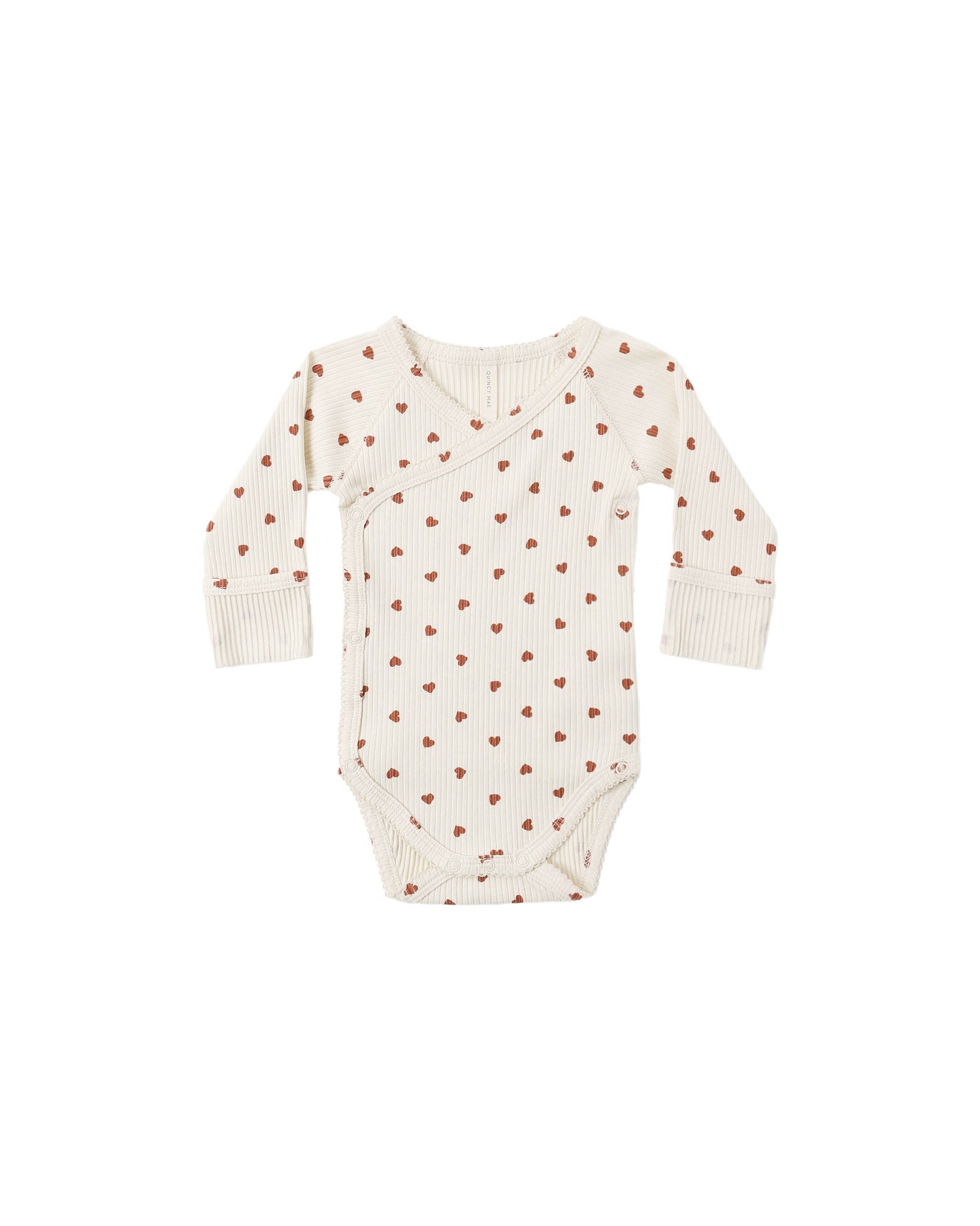 Quincy Mae Side Snap Bodysuit - Red Hearts