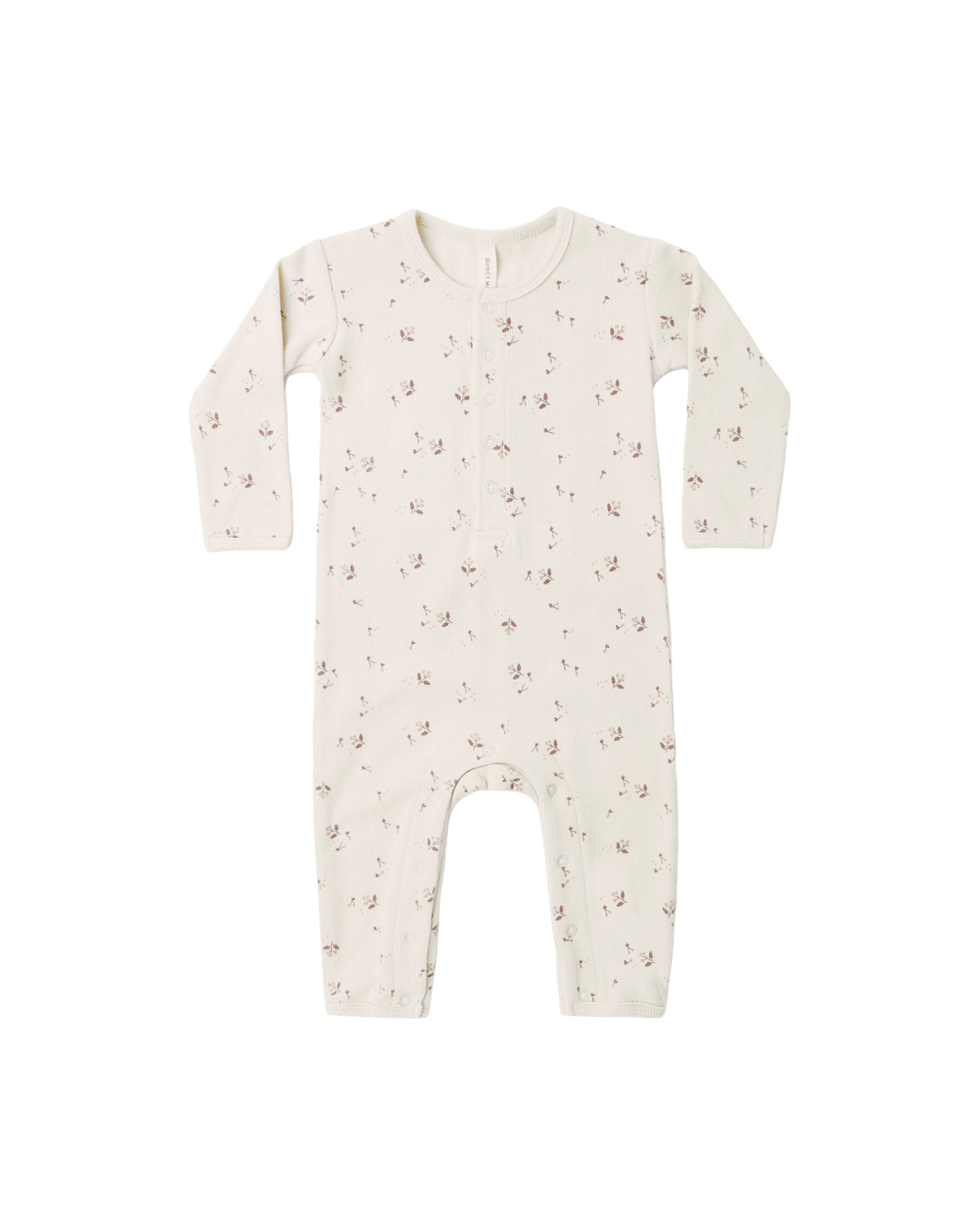 Quincy Mae Ribbed Baby Jumpsuit - Fall Ditsy