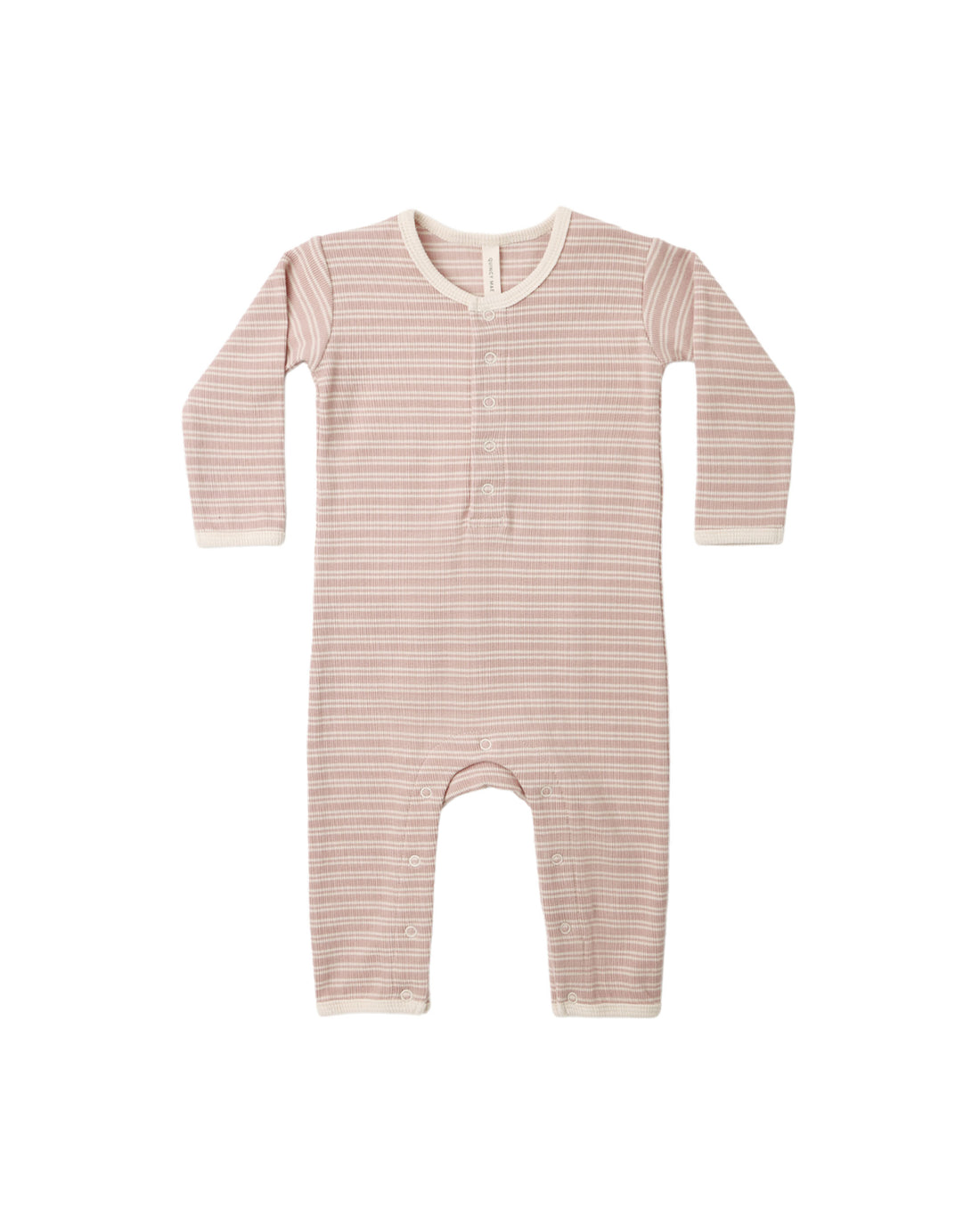 Quincy Mae Ribbed Baby Jumpsuit - Dusty Rose Microstripe