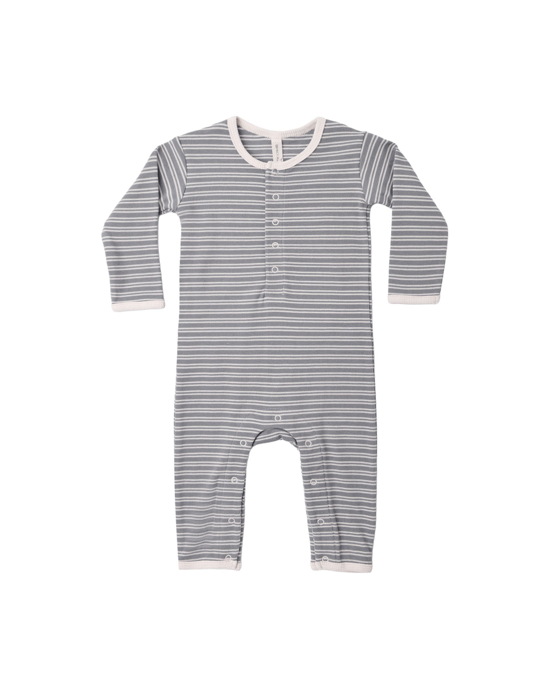 Quincy Mae Ribbed Baby Jumpsuit - Slate Microstripe