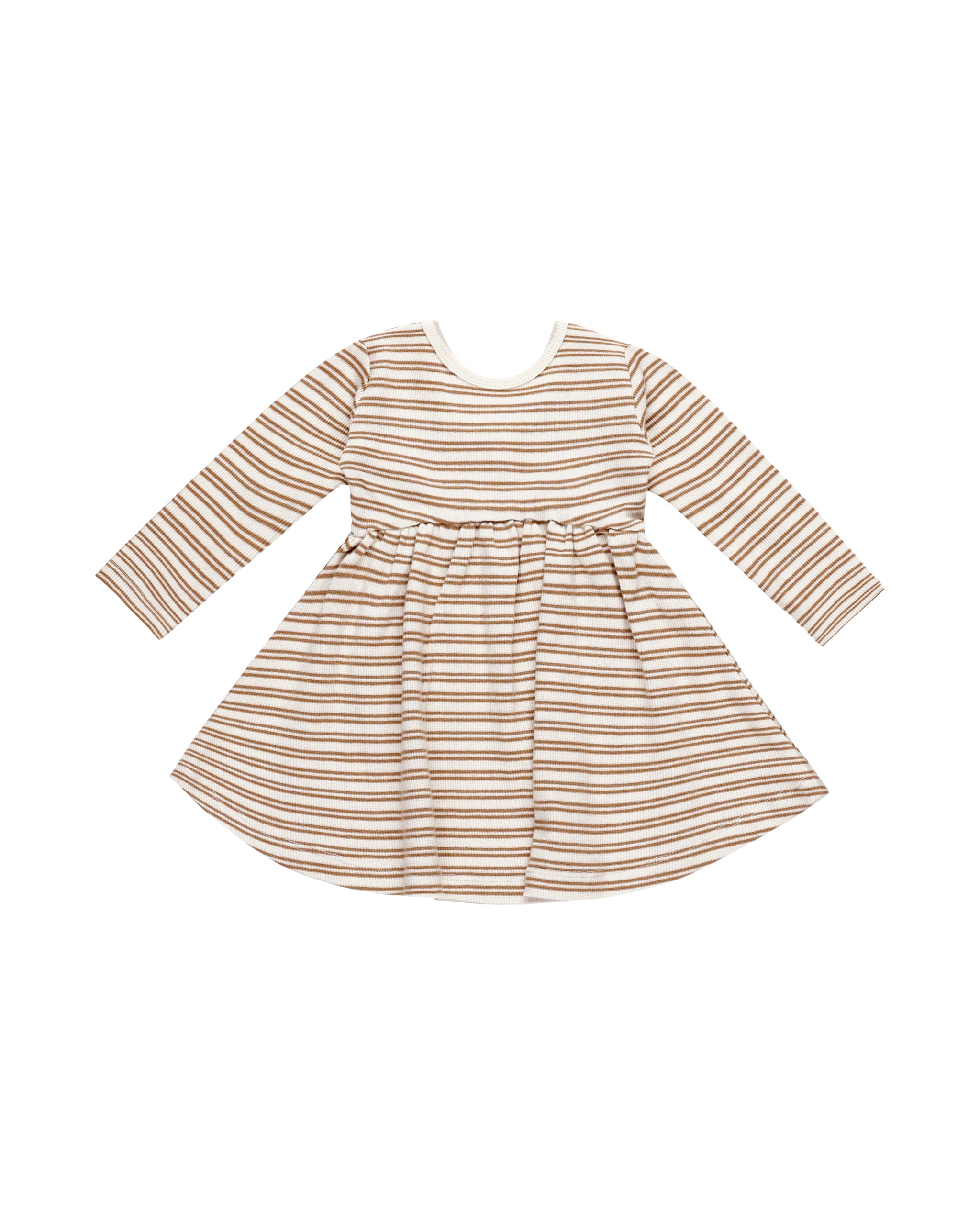 Quincy Mae Ribbed Long Sleeve Dress - Golden Stripe