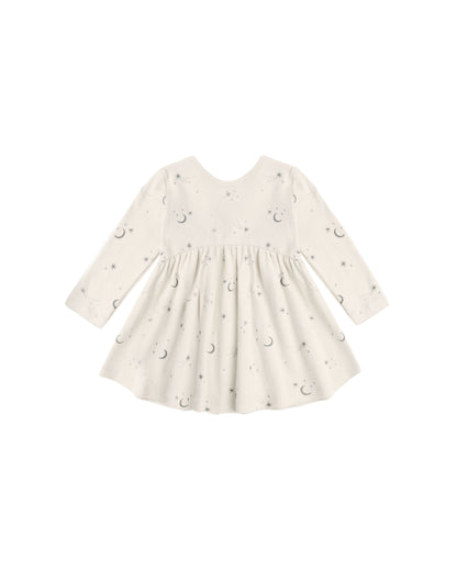 Quincy Mae Ribbed long Sleeve Dress - Celestial