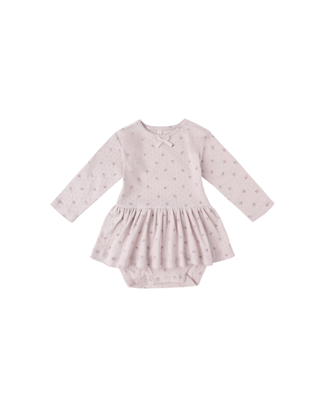 Quincy Mae Pointelle Skirted Bodysuit - Lilac Ditsy