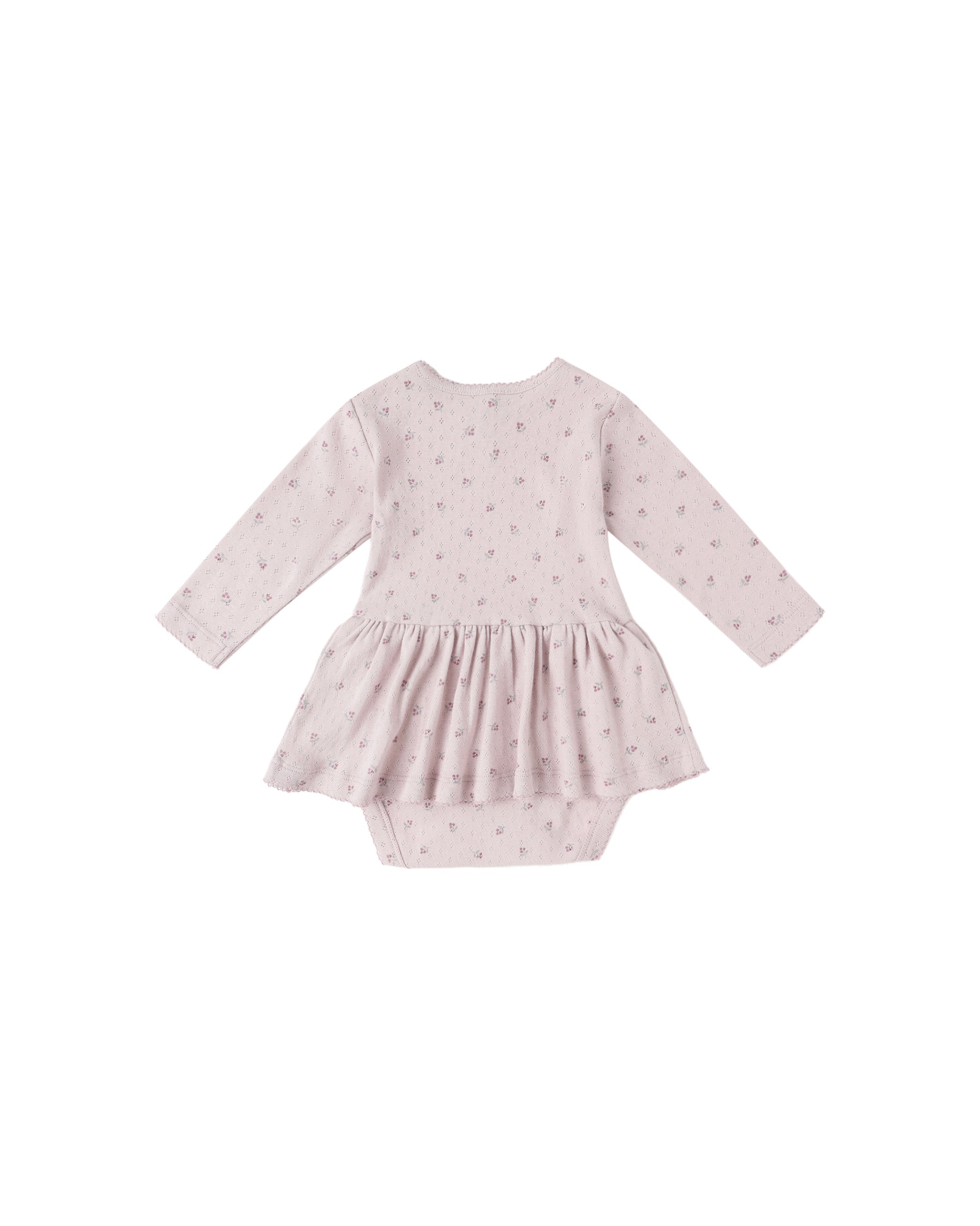 Quincy Mae Pointelle Skirted Bodysuit - Lilac Ditsy