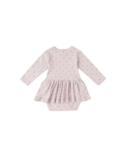 Quincy Mae Pointelle Skirted Bodysuit - Lilac Ditsy