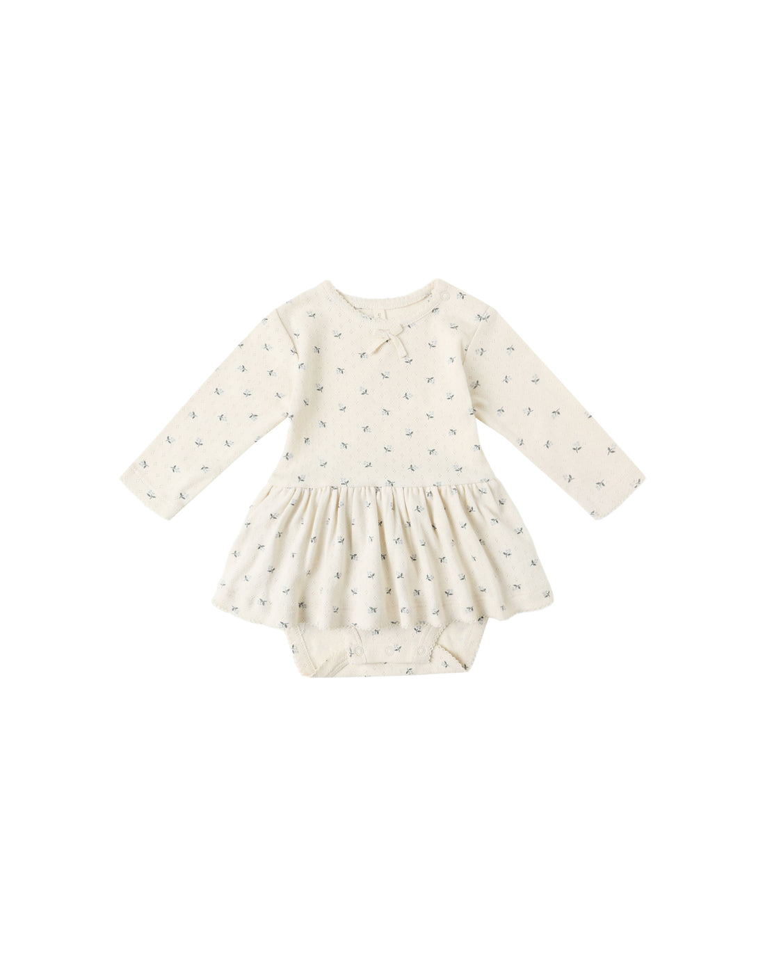 Quincy Mae Pointelle Skirted Bodysuit - Blue Ditsy
