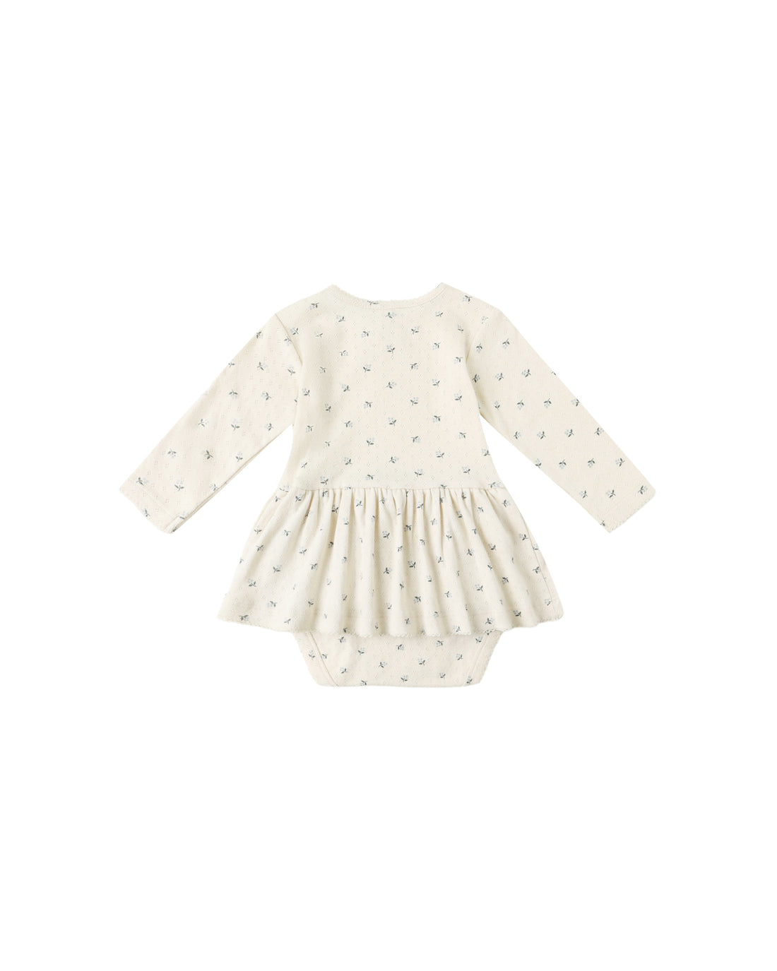 Quincy Mae Pointelle Skirted Bodysuit - Blue Ditsy