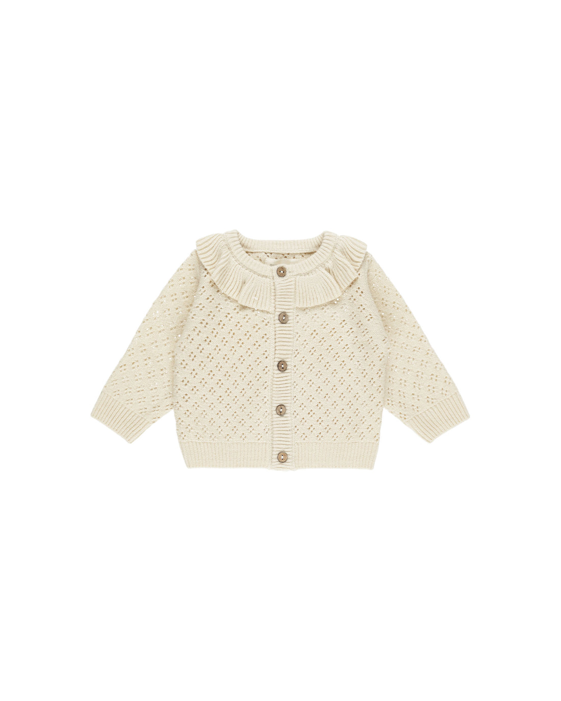 Quincy Mae Ruffle Collar Cardigan - Natural