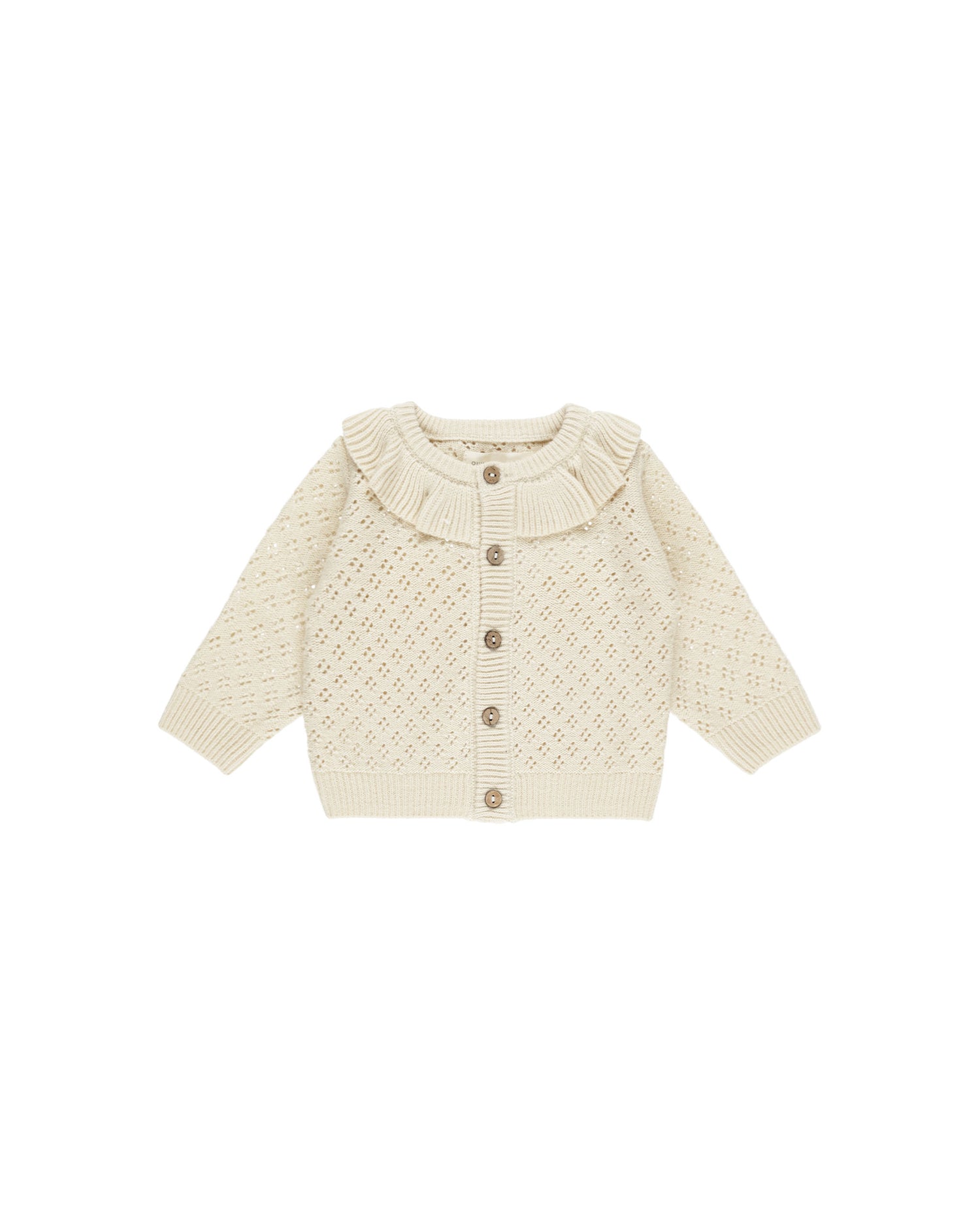 Quincy Mae Ruffle Collar Cardigan - Natural